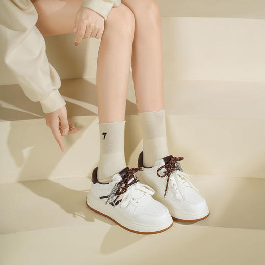 Westory2025年秋季厚底运动鞋小白鞋双色鞋带深口板鞋S25CM76701（8月22日发货） 商品图4