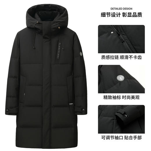 【90%鸭绒】圣得西男士防寒保暖中长款羽绒服2025冬季新款外套 商品图4