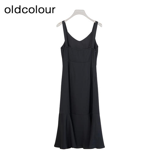 oldcolour夏季新品黑色扭结时尚修身显瘦气质吊带连衣裙女DP21104786 商品图1