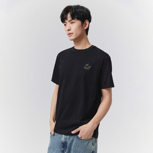 GXG男装【凉感透气】25夏季小鲸鱼绣花圆领休闲男式短袖T恤K&C 商品图7