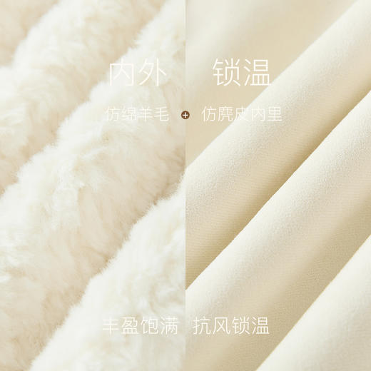 三彩2025冬季新款仿绵羊毛环保皮草连帽毛毛外套宽松简约M 商品图3