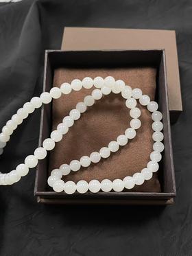 【于田产和田玉95料羊脂白卡7圆珠项链】规格7mm，出证书，发货1~五天，48小时鉴赏期