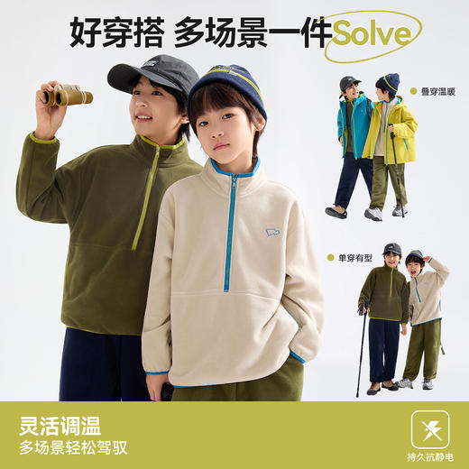 男童卫衣加绒秋装儿童半开襟上衣秋季中大童抓绒衣男孩摇粒绒衣服 商品图4