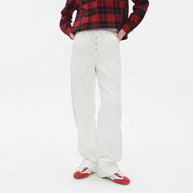 Herlian2025年秋季新品女士裤脚钉扣设计休闲弯刀长裤