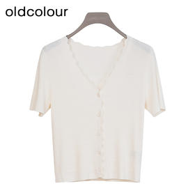 oldcolour商场同款夏款V领花边领时尚短外套女GP21053748