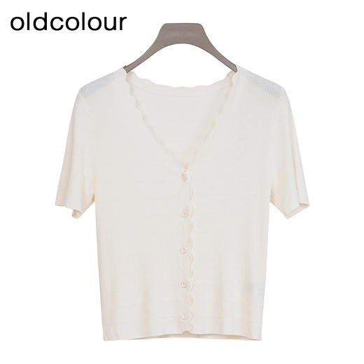 oldcolour商场同款夏款V领花边领时尚短外套女GP21053748 商品图0