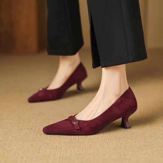 【预售5天】巨好搭~法式羊反绒尖头细跟单鞋女春秋新款气质高跟鞋工作鞋AJ&AJ9903 商品图2