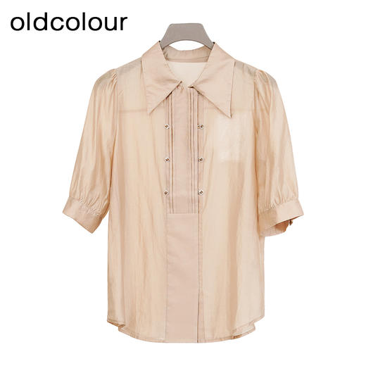 oldcolour商场同款夏季设计感时尚轻薄透气短袖衬衫女P23011173 商品图0
