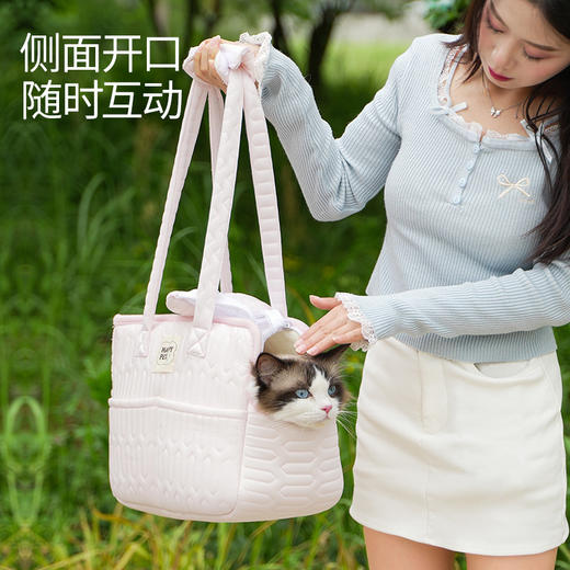 宠物外出单肩包夏季手提式猫包甜美可爱风户外便携式透气宠物挎包 商品图2