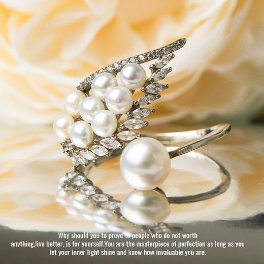 一周发货💖【淡水珍珠  开口戒指&吊坠项链】独一无二的纽扣状巴洛克吊坠，吊坠非正圆，每一颗都唯一~4-7MM 7A级别高亮泽扁圆戒指天鹅设计感造型珍珠戒指，开口设计，指围大可调节 商品图1