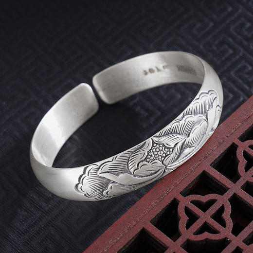 【莲开好运】子佩集S999手工银手镯原创设计【55011203】2506 商品图6