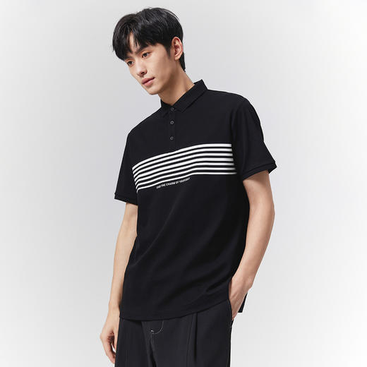 GXG男装【7A抗菌】25夏季时尚撞色条纹翻领休闲凉感短袖男式POLO衫K&C 商品图6