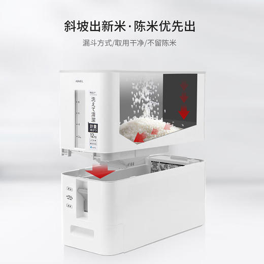 阿司倍鹭(ASVEL)新款自动出米米缸储米箱 S计量米缸-多规格 商品图3