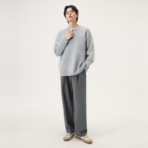gxg.jeans男装 灰色花纱设计潮流时尚圆领毛衣线衫男士25年冬新品 商品图3
