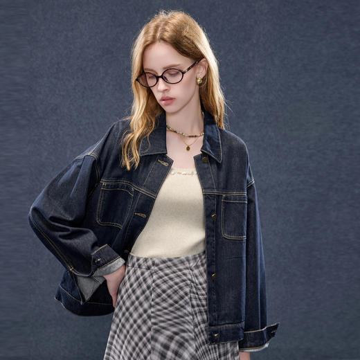 【防褪色牛仔】三彩2025秋季新款纯棉外套宽松上衣甜酷百搭M 商品图2