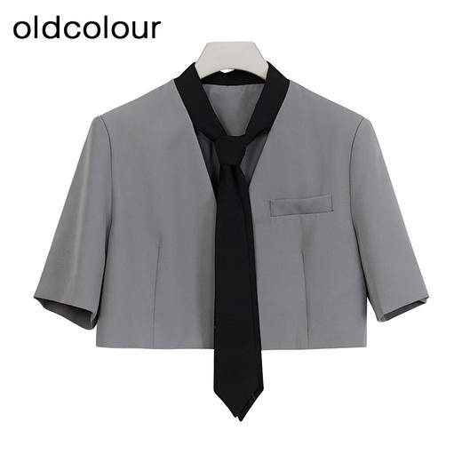 oldcolour商场同款夏季灰色气质休闲短款西装外套女P27041023 商品图0
