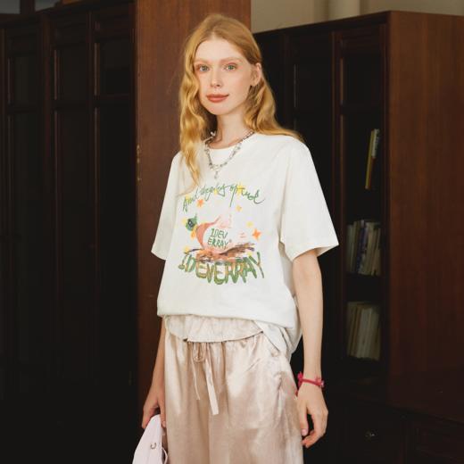 IDEVERRAY国潮夜光手绘小鹅夏季国潮印花t恤男潮流美式ins短袖TEE21MSL-TM655 商品图3