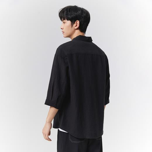 GXG男装【褶皱肌理】25夏季日常翻领休闲户外通勤男式短袖衬衫K&C 商品图3