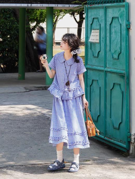 浮生八记/25A031/25A044/格纹衬衫半裙套装 商品图3