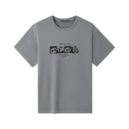 GXG男装【绒面熊猫】25夏季时尚小熊猫图案纯棉舒适男式短袖t恤K&C 商品图3