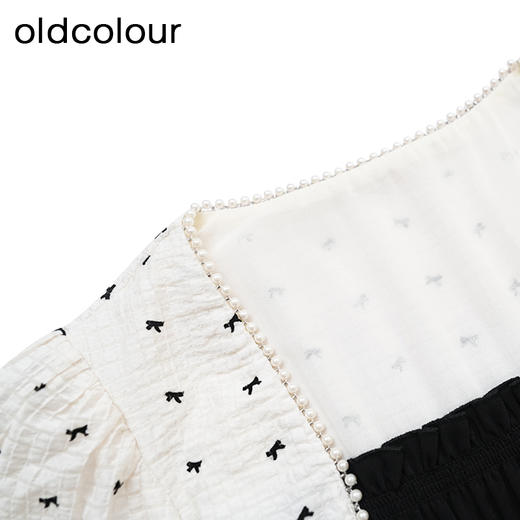 oldcolour商场同款夏款黑白撞色时尚优雅短袖连衣裙女GP21101740 商品图2