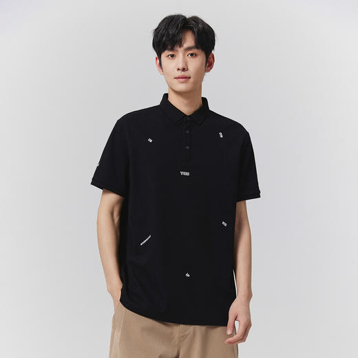GXG男装【7A抗菌】25夏季时尚刺绣字母简约翻领男式凉感短袖POLO衫K&C 商品图4