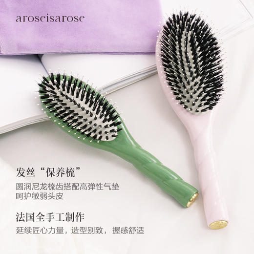保税直发 La Bonne Brosse 3号软齿鬃毛梳 大号 玫瑰粉 象牙白  樱桃红 杏仁绿 商品图7