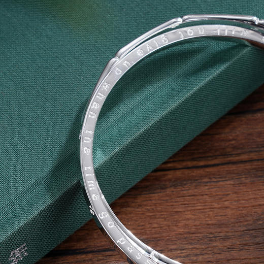 子佩集S999银【时光不老】手镯【TC0242336】纯银手镯双环两个圈竹节英文2507 商品图6