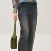 谜底牛仔裤女2025秋季新品复古洗水宽松蝴蝶绣花九分裤253MK1086 商品缩略图2