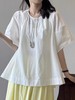 A5989韩系纯棉系带露背镂空娃娃衫女 夏季设计感圆领短袖衬衫 商品缩略图3