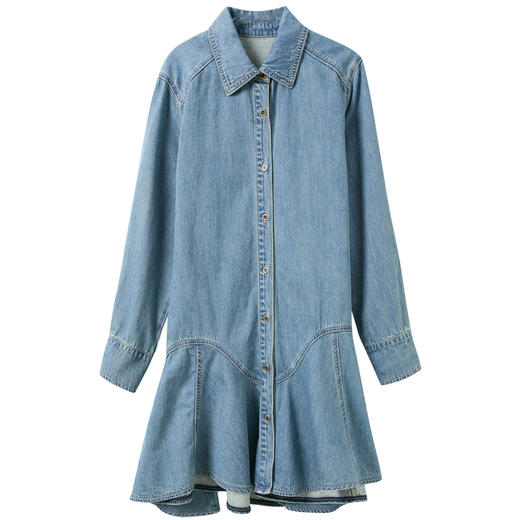 三彩独醒2025秋季新款不规则牛仔连衣裙设计感A字裙宽松F 商品图4