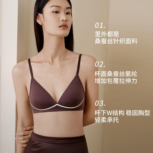 金三塔里外桑蚕丝文胸女宽松透气舒适无痕聚拢无钢圈内衣薄杯胸罩 NZFFC307 商品图2