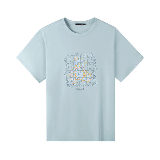 GXG男装【拼图熊】25夏季时尚简约印花休闲舒适透气男式短袖T恤K&C 商品图4