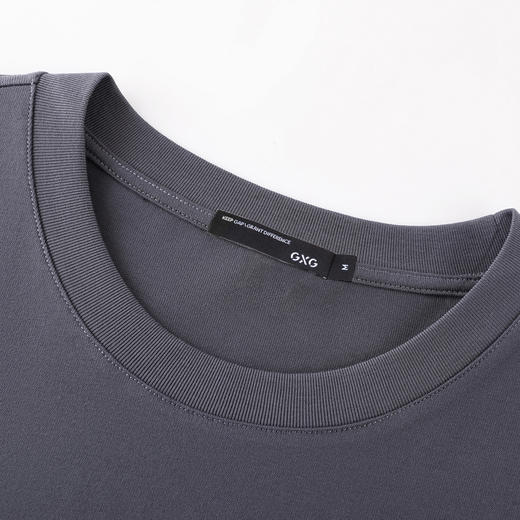 GXG男装【领口小熊】25夏季时尚弧形字母微阔版男式重磅短袖t恤K&C 商品图8