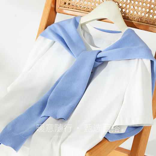 三彩2025新款纯色学院风针织披肩外搭休闲百搭围巾配裙子衬衫潮流 商品图1