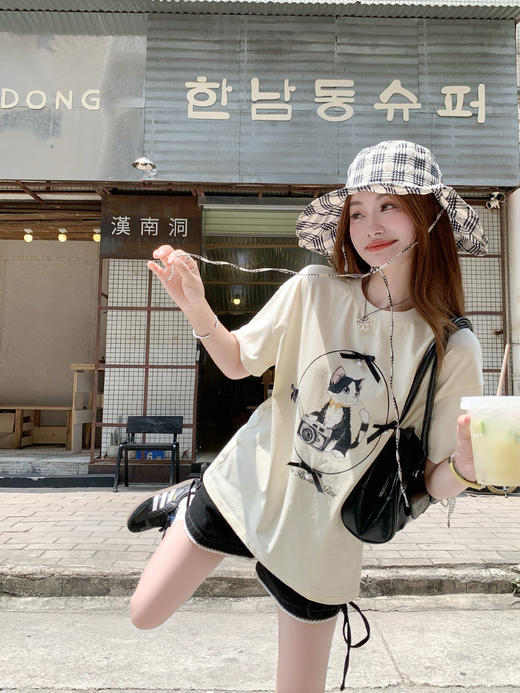 <曾小咸推荐>现货秒杀！卖完不补 ！微信打折价！猫咪印花小蝴蝶结短袖 日常109.99 立减50 秒杀59.99！抽绳牛仔短裤秒杀79.99！！ 商品图11