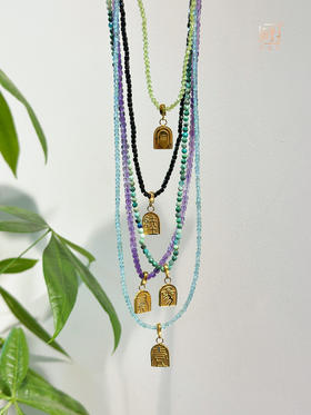 天然彩宝晶石项链+国风数字能量牌