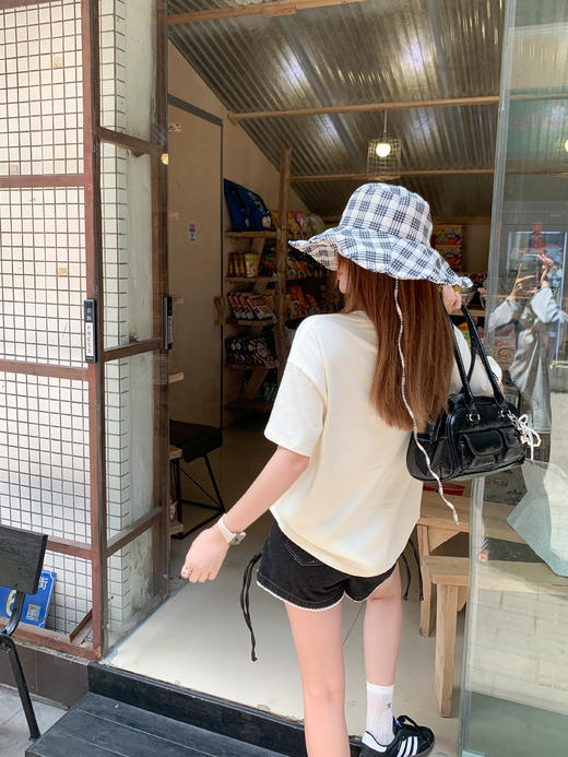 <曾小咸推荐>现货秒杀！卖完不补 ！微信打折价！猫咪印花小蝴蝶结短袖 日常109.99 立减50 秒杀59.99！抽绳牛仔短裤秒杀79.99！！ 商品图8