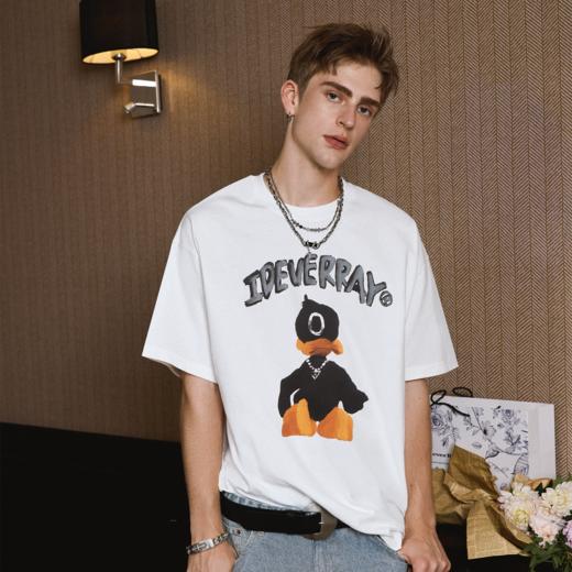 IDEVERRAY品牌发泡夜光小黑鸭短袖情侣t恤油画宽松上衣男夏季21MSL-TM660 商品图1