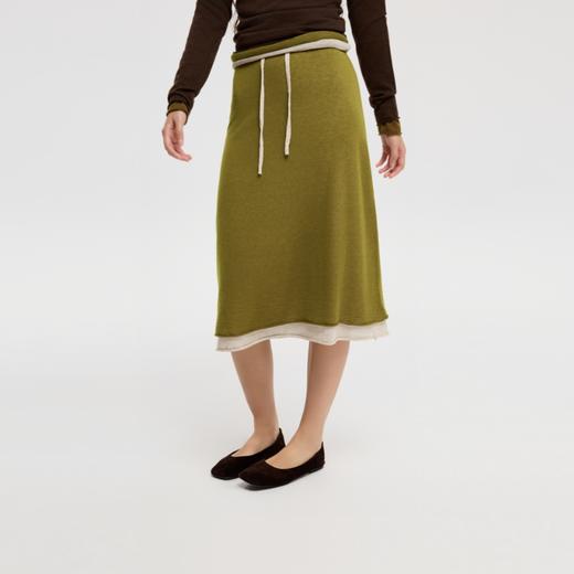 oneup羊毛针织双层半身裙 商品图0