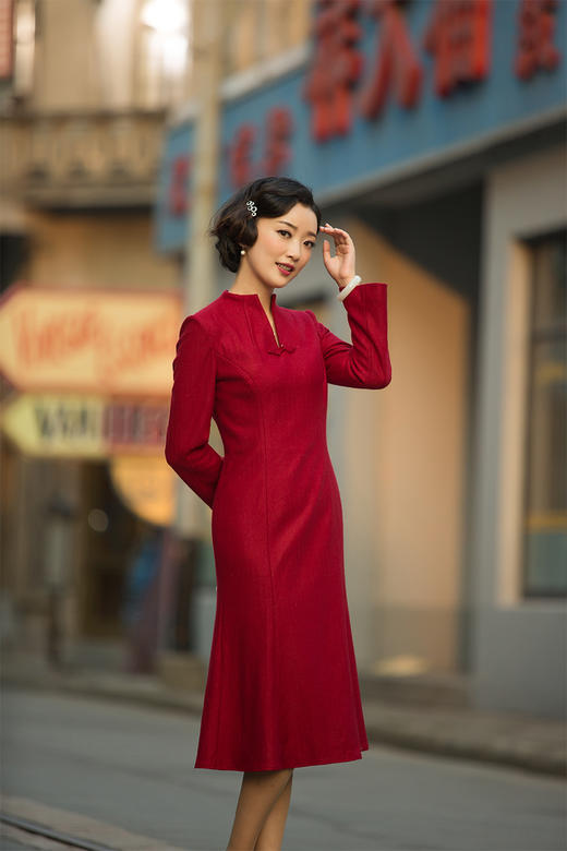 【经典老款复活投票】 年华中长款九分袖连衣裙 商品图1