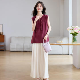 【预售3天】PY 休闲无袖上衣阔腿裤套装 &J8232