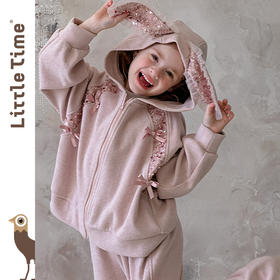 littletime女童套装2025秋冬新款儿童可爱兔子连帽卫衣卫裤两件套