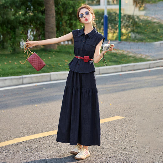 时尚无袖牛仔裙子气质减龄薄款两件套裙 BBL2568 商品图2