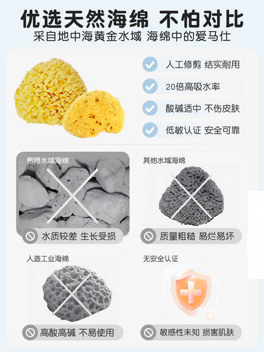 okbaby婴儿专用低敏洗澡海绵扑天然蜂窝搓澡海绵沐浴球婴幼儿宝宝3847-128 商品图3