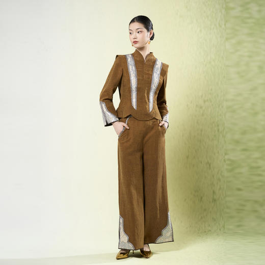 吉祥衣家新中式国风风桑蚕丝裙子气质修身女装银绣华裳套装 商品图0