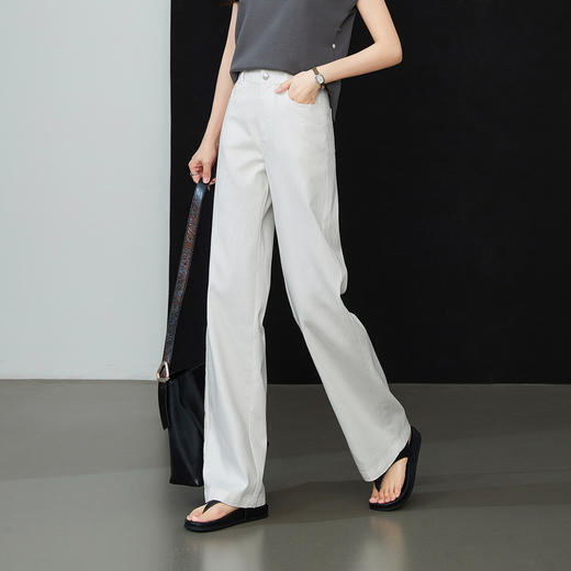【白色-三防-阔腿裤】逸阳夏薄凉感天丝棉白色牛仔直筒长裤6343 商品图2
