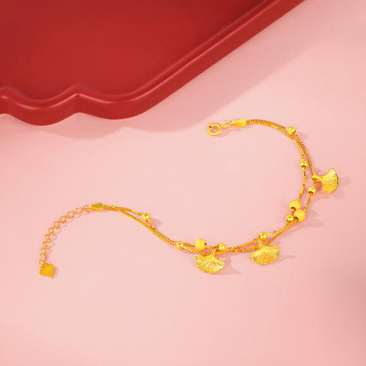 严选 | 周六福S925银双层银杏叶手链 16+3cm长 与你相遇 三生有杏 商品图3