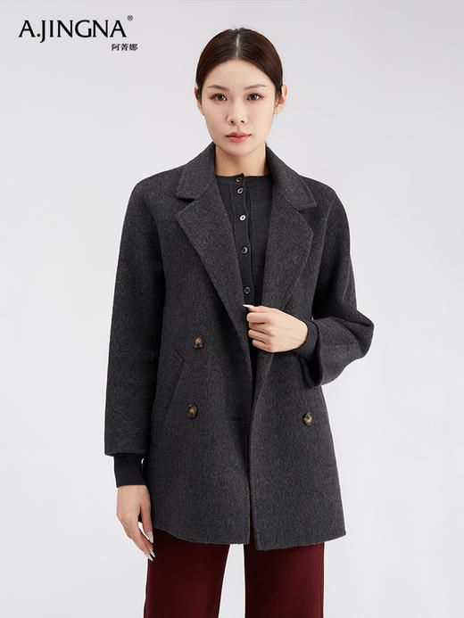 【商城同款】阿菁娜miu系气质千金桑蚕丝绵羊毛大衣F30D211030 商品图4