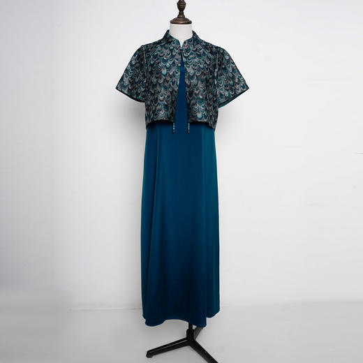 吉祥衣家新中式国风蚕桑丝裙子气质修身女装羽衣惊鸿连衣裙 商品图0